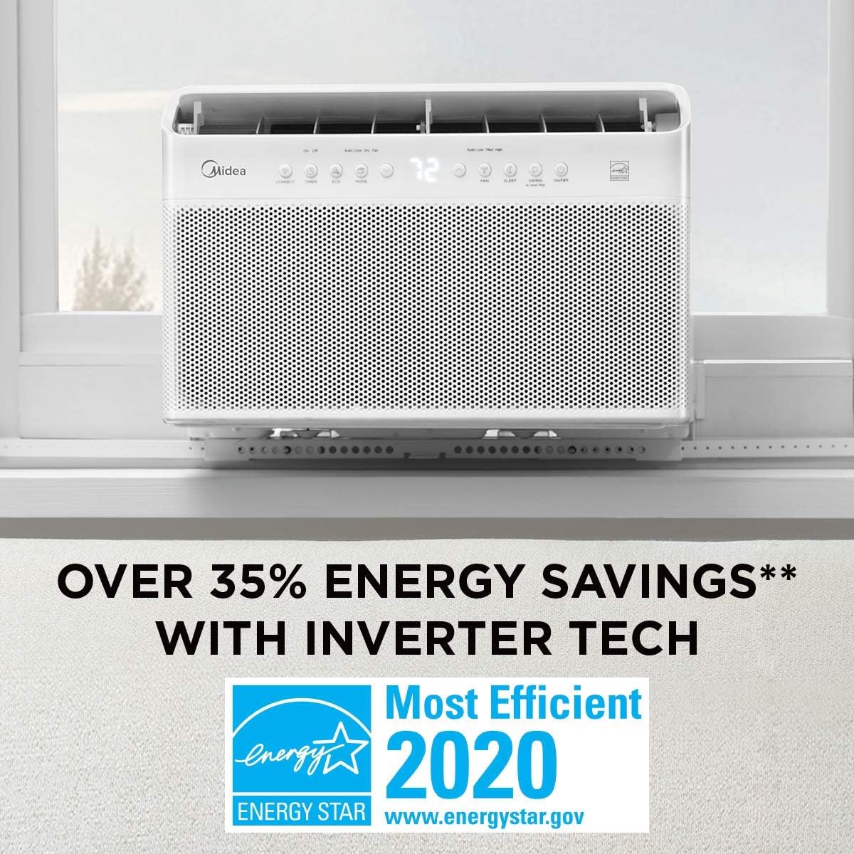 2026 U-Shaped Inverter Window Air Conditioner 12,000BTU with Open Window Flexibility, Robust Installation,Extreme Quiet, 35% Energy Saving, Smart Control, Alexa, Remote, Bracket Included (Renewed)