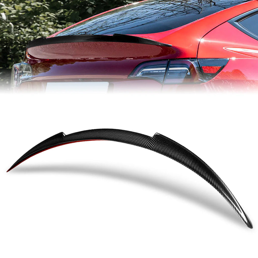 V-Style Carbon Fiber Rear Trunk Lid Spoiler 20-22 Tesla Y