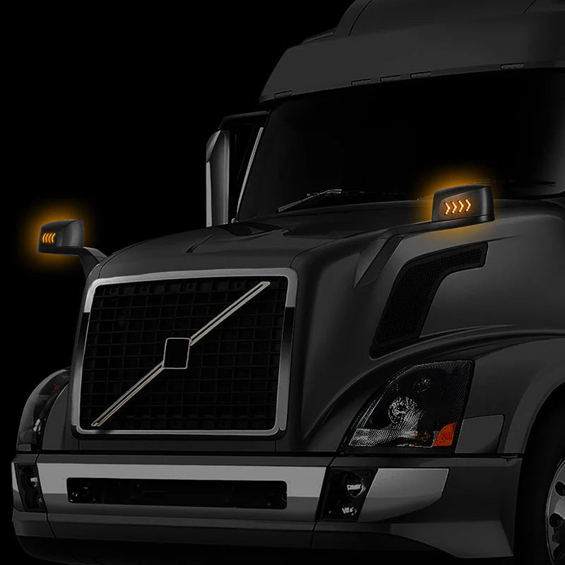 Performance Series Side Hood Mirrors (Black) 04-18 Volvo VN Series