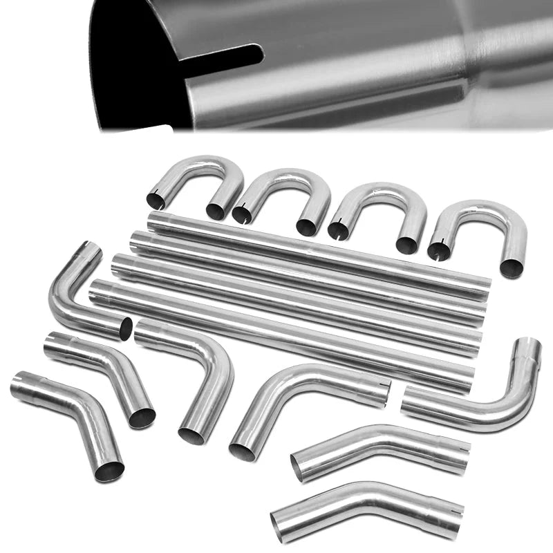 16Pcs 3 in. OD Custom Exhaust Tubing Mandrel Bend Pipe Straight & U-Bend Piping Kit