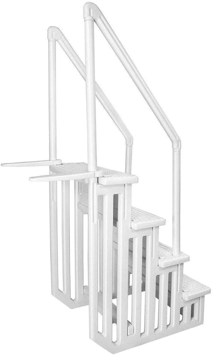 2026 Select Above Ground Anti-Slip Pool Steps to Deck | Safety Swimming Pool Ladder | Designed for Above Ground Swimming Pools | Holds Up to 400 Pounds | White