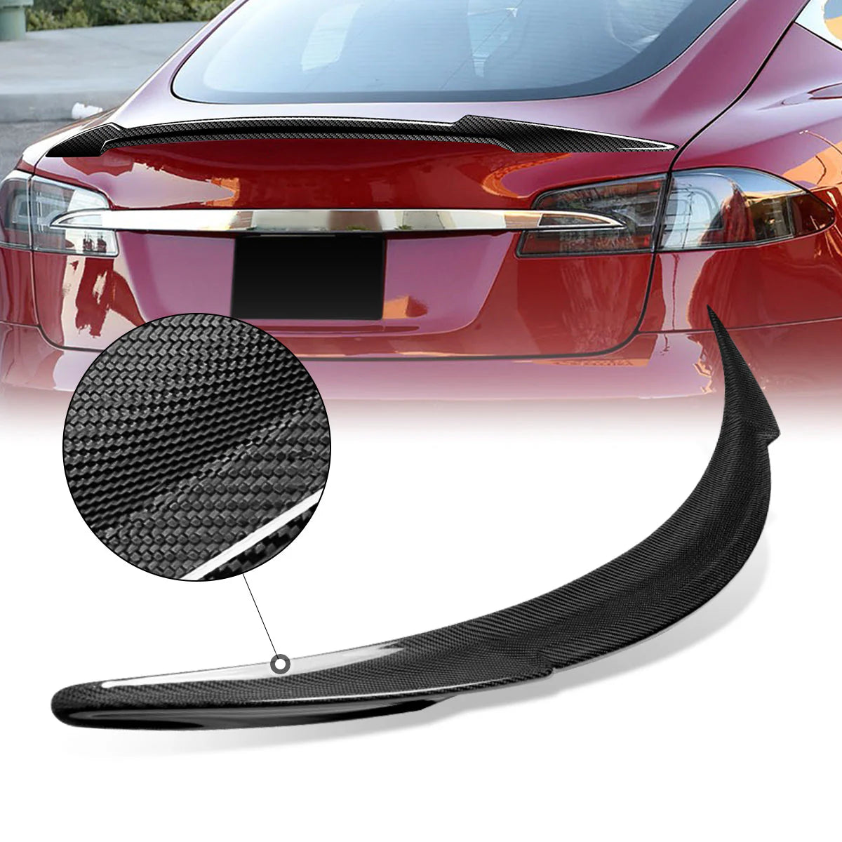 V-Style Carbon Fiber Rear Trunk Lid Spoiler 12-22 Tesla S