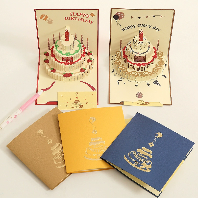Light Brown 3D Cake Birthday Card