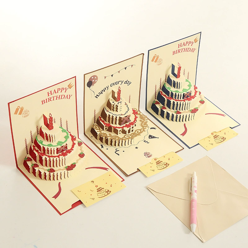 Light Brown 3D Cake Birthday Card