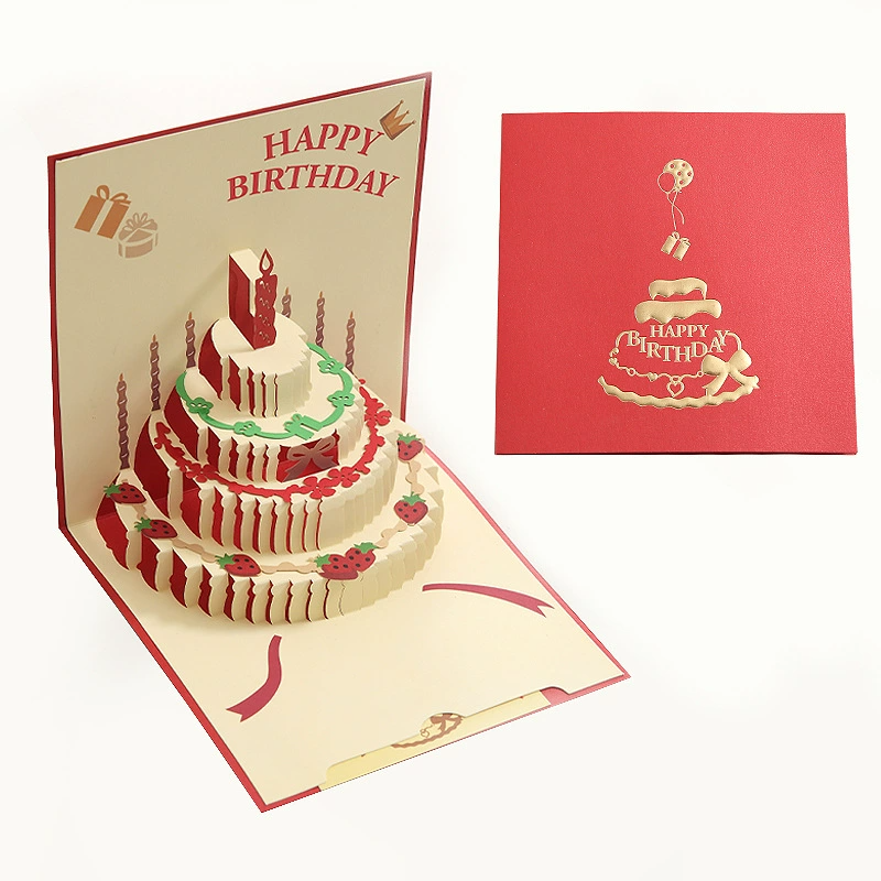 Red Card 3D Cake Birthday Card