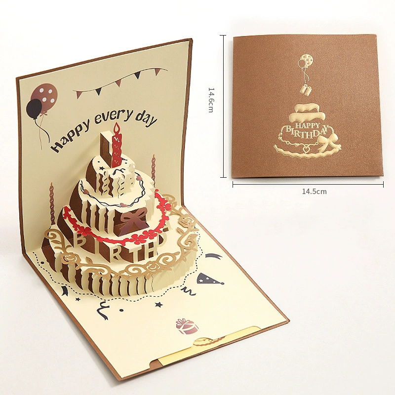 Light Brown 3D Cake Birthday Card