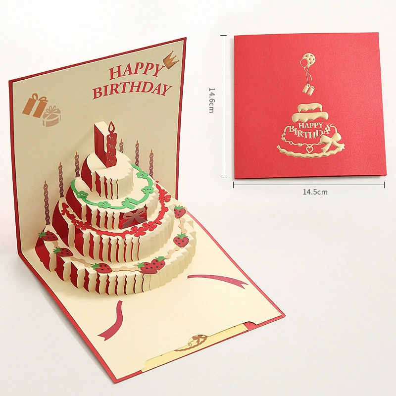 Red Card 3D Cake Birthday Card
