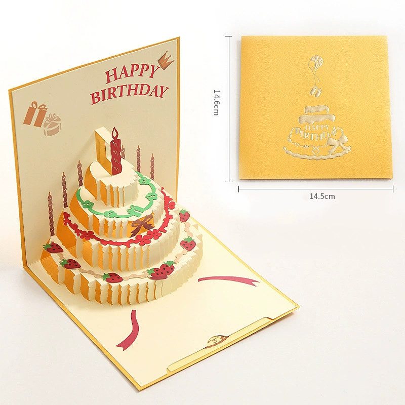 Yellow 3D Cake Birthday Card
