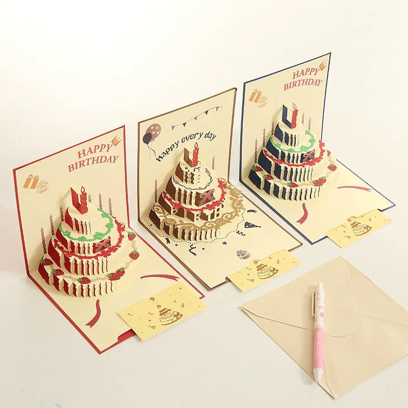 2026 Yellow 3D Cake Birthday Card nerw gift birthday